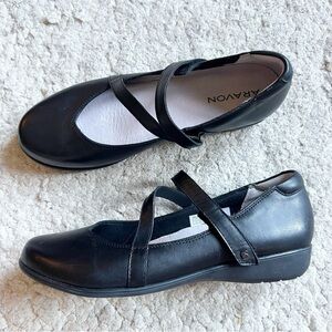 Aravon Abbey Black Leather Mary Jane Size 10 Z-Strap Comfort Orthotic Work